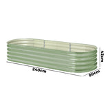 Livsip 2x Garden Bed 240x80x42cm Planter Box Raised Container Galvanised Green - Side View
