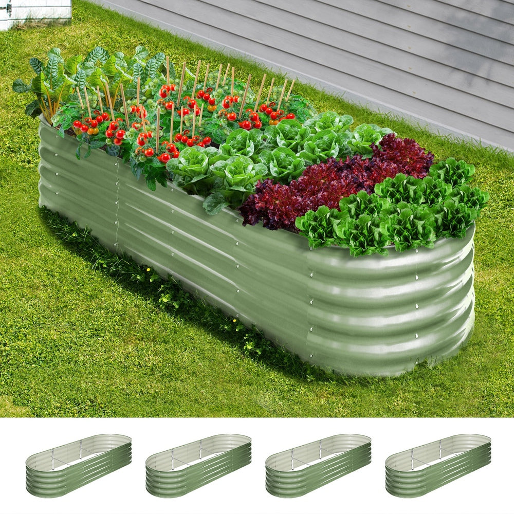 Livsip 4x Garden Bed 240x80x42cm Planter Box Raised Container Galvanised Green