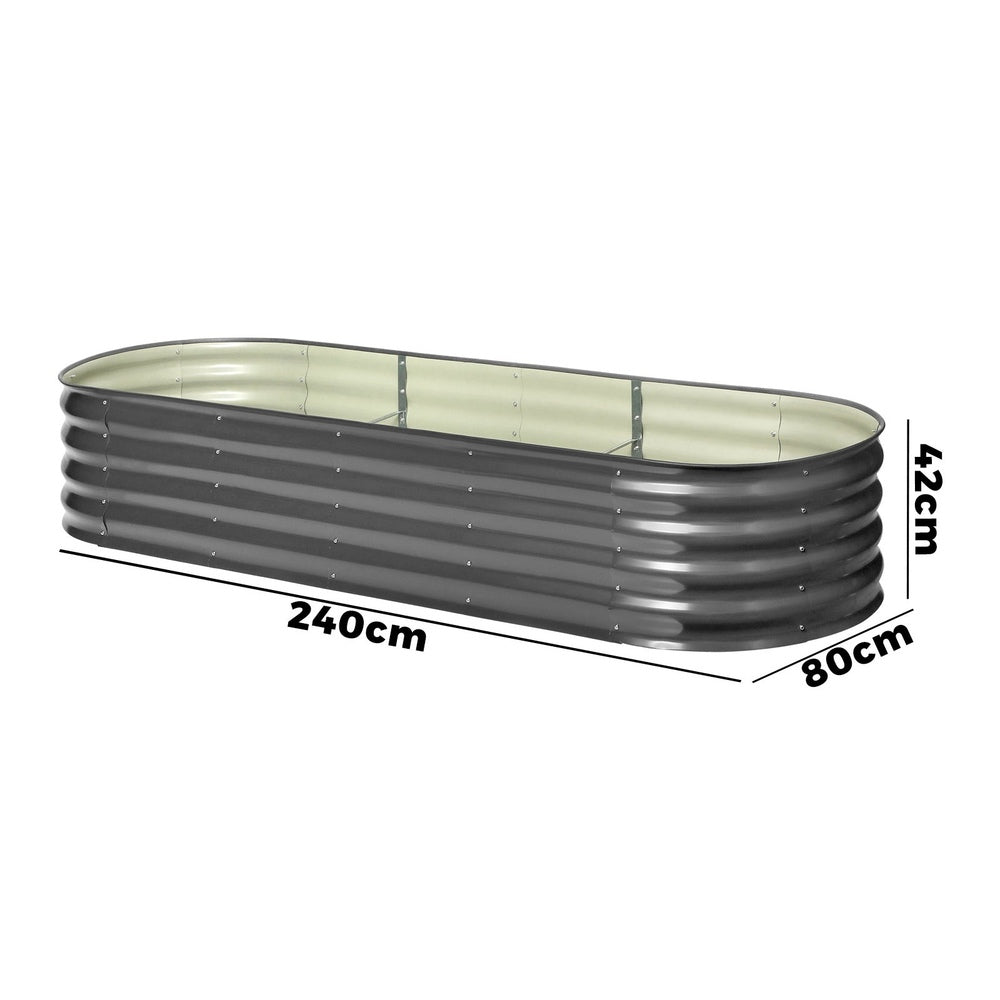 Livsip 3X Garden Bed Galvanised Raised Garden Bed 240X80X42CM