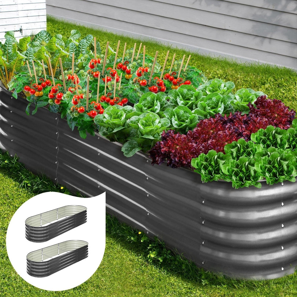 Livsip 2X Garden Bed Galvanised Raised Garden Bed 240X80X42CM