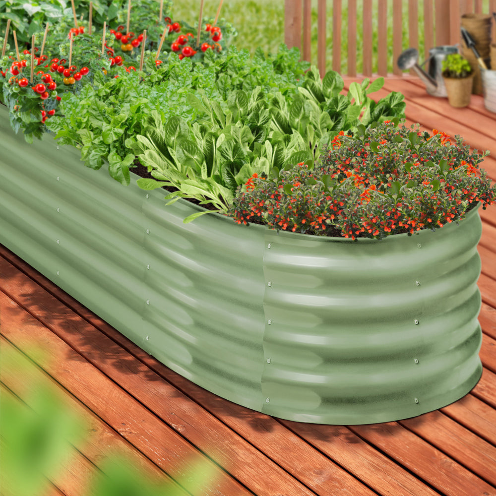 Livsip 2x Garden Bed 320x80x42cm Planter Box Raised Container Galvanised Green