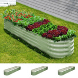 Livsip 3x Garden Bed 320x80x42cm Planter Box Raised Container Galvanised Green - Close-Up Angle