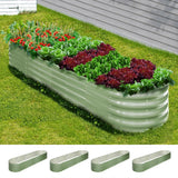 Livsip 4x Garden Bed 320x80x42cm Planter Box Raised Container Galvanised Green - Low Angle