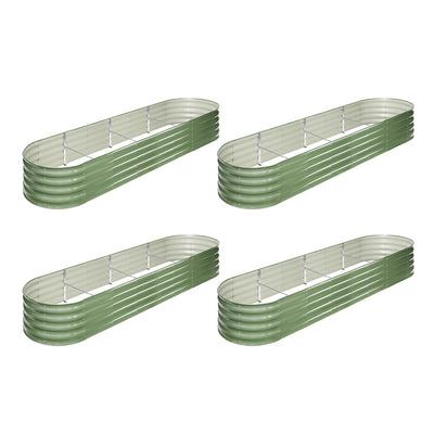 Livsip 4x Garden Bed 320x80x42cm Planter Box Raised Container Galvanised Green