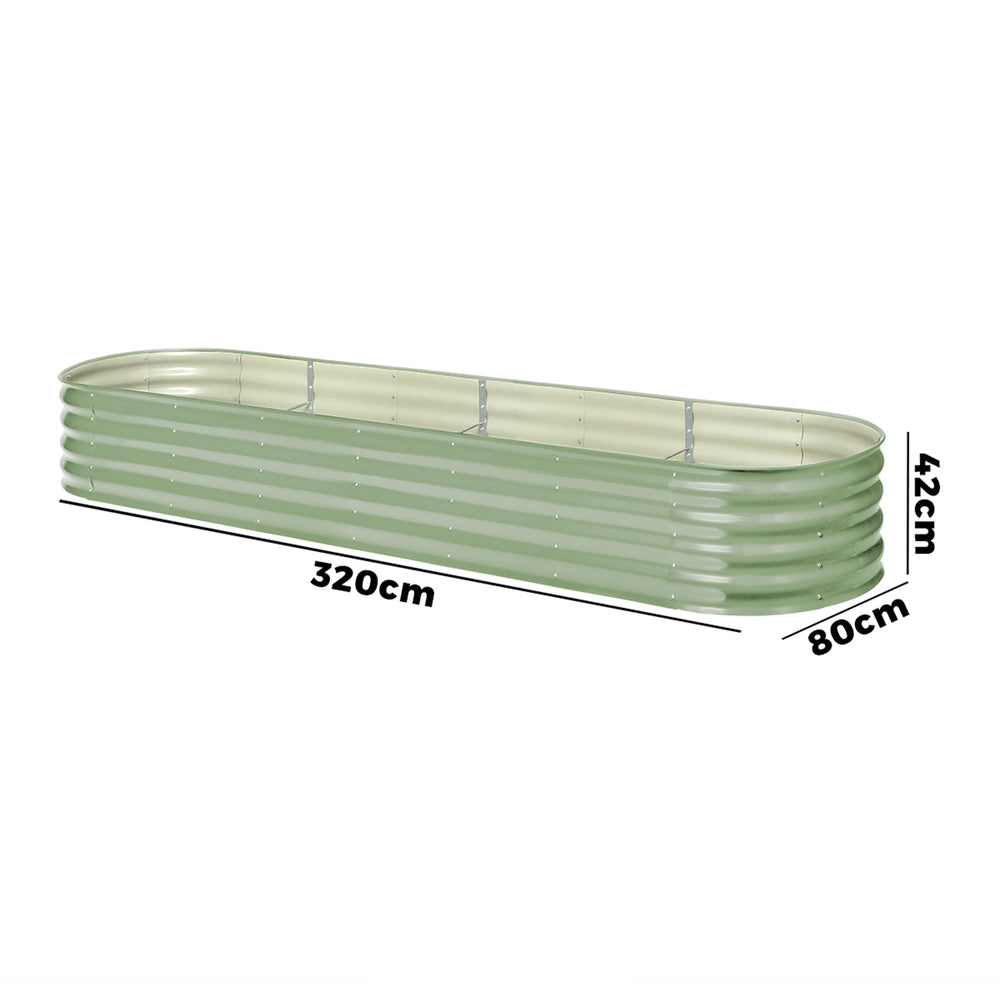 Livsip 4x Garden Bed 320x80x42cm Planter Box Raised Container Galvanised Green