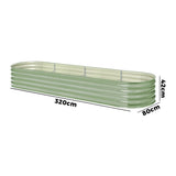 Livsip 4x Garden Bed 320x80x42cm Planter Box Raised Container Galvanised Green