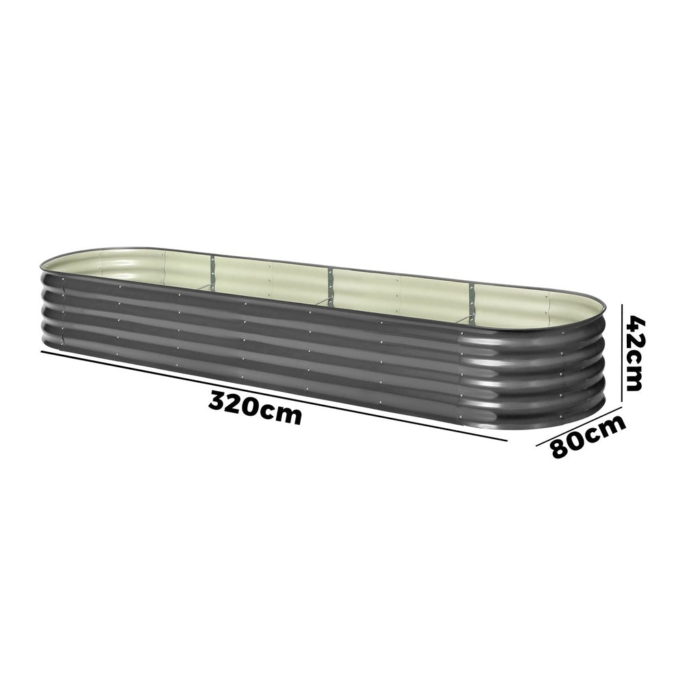 Livsip 3X Garden Bed Galvanised Raised Garden Bed 320X80X42CM