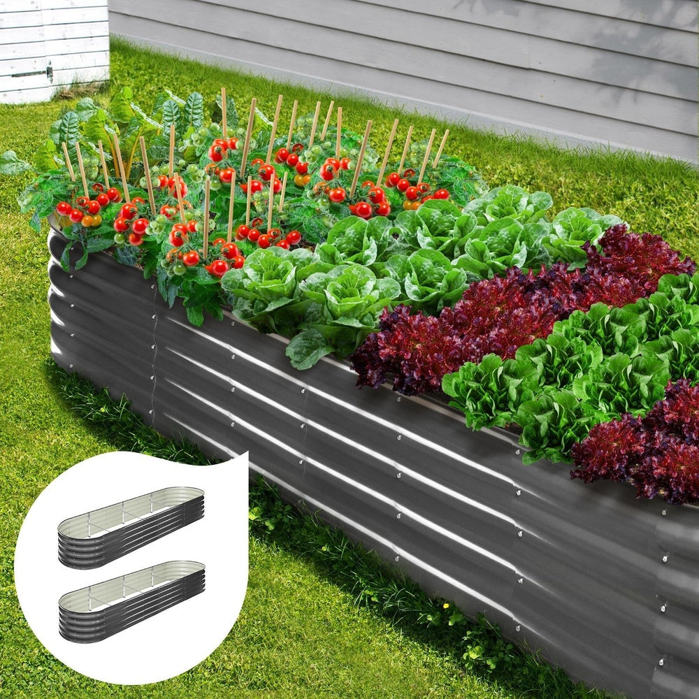 Livsip 2X Garden Bed Galvanised Raised Garden Bed 320X80X42CM