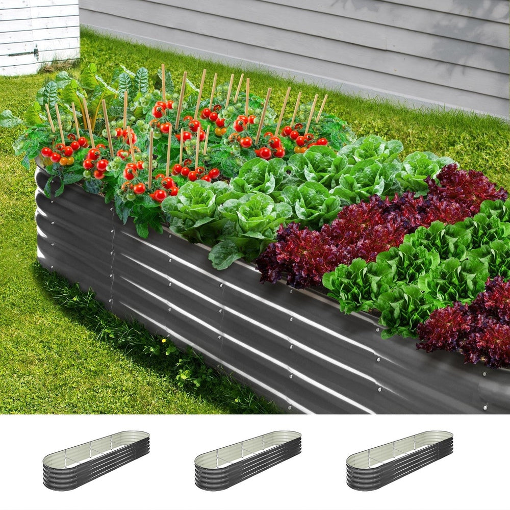 Livsip 3X Garden Bed Galvanised Raised Garden Bed 320X80X42CM