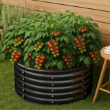 Livsip Garden Bed 90x45cm Galvanised Steel Round - Low Angle