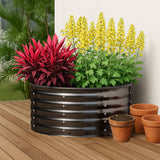 Livsip Garden Bed 90x45cm Galvanised Steel Round - Top-Down View