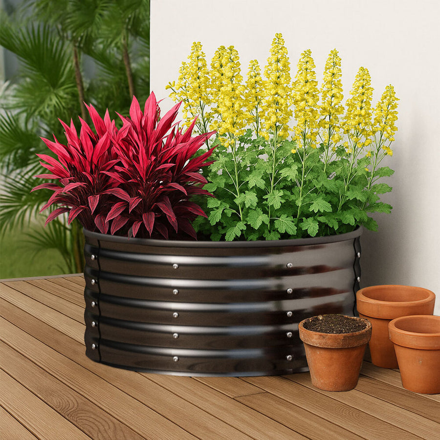 Livsip Garden Bed 90x45cm Galvanised Steel Round