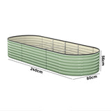 Livsip Garden Bed 240x80x56cm Planter Box Raised Container Galvanised Green - Low Angle