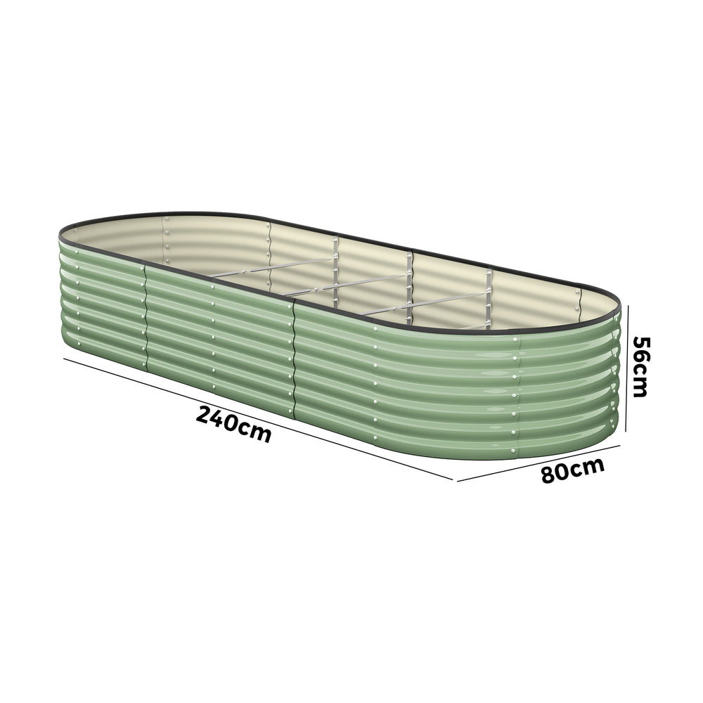 Livsip 2x Garden Bed 240x80x56cm Planter Box Raised Container Galvanised Green