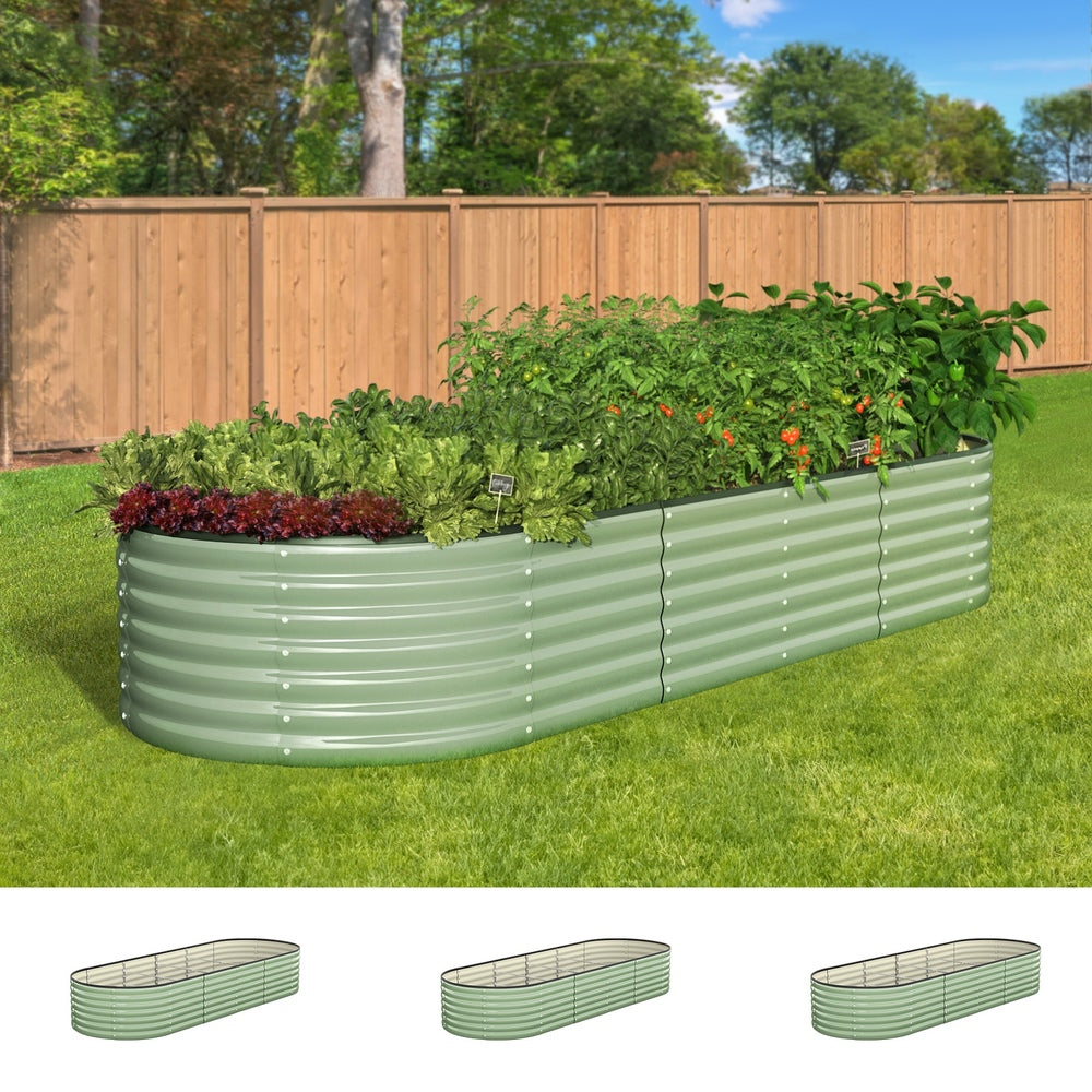 Livsip 3x Garden Bed 240x80x56cm Planter Box Raised Container Galvanised Green