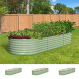 Livsip 3x Garden Bed 240x80x56cm Planter Box Raised Container Galvanised Green - Front View