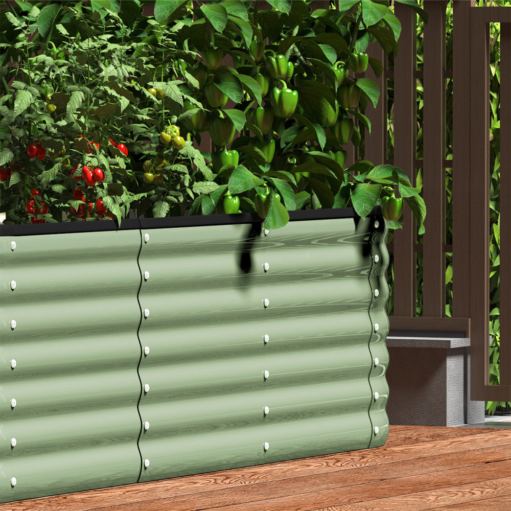 Livsip 3x Garden Bed 240x80x56cm Planter Box Raised Container Galvanised Green