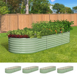 Livsip 4x Garden Bed 240x80x56cm Planter Box Raised Container Galvanised Green - Low Angle