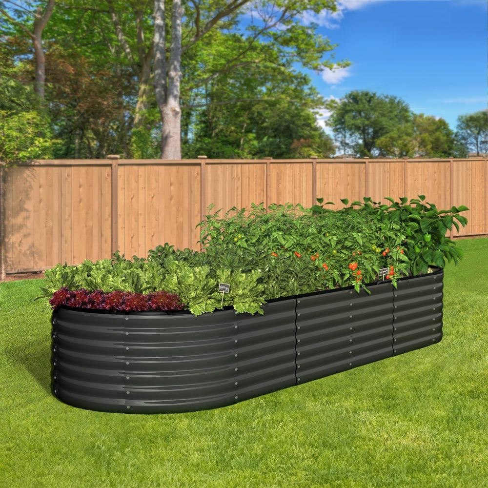 Livsip Raised Garden Bed Oval Galvanised Steel 240X80X56cm