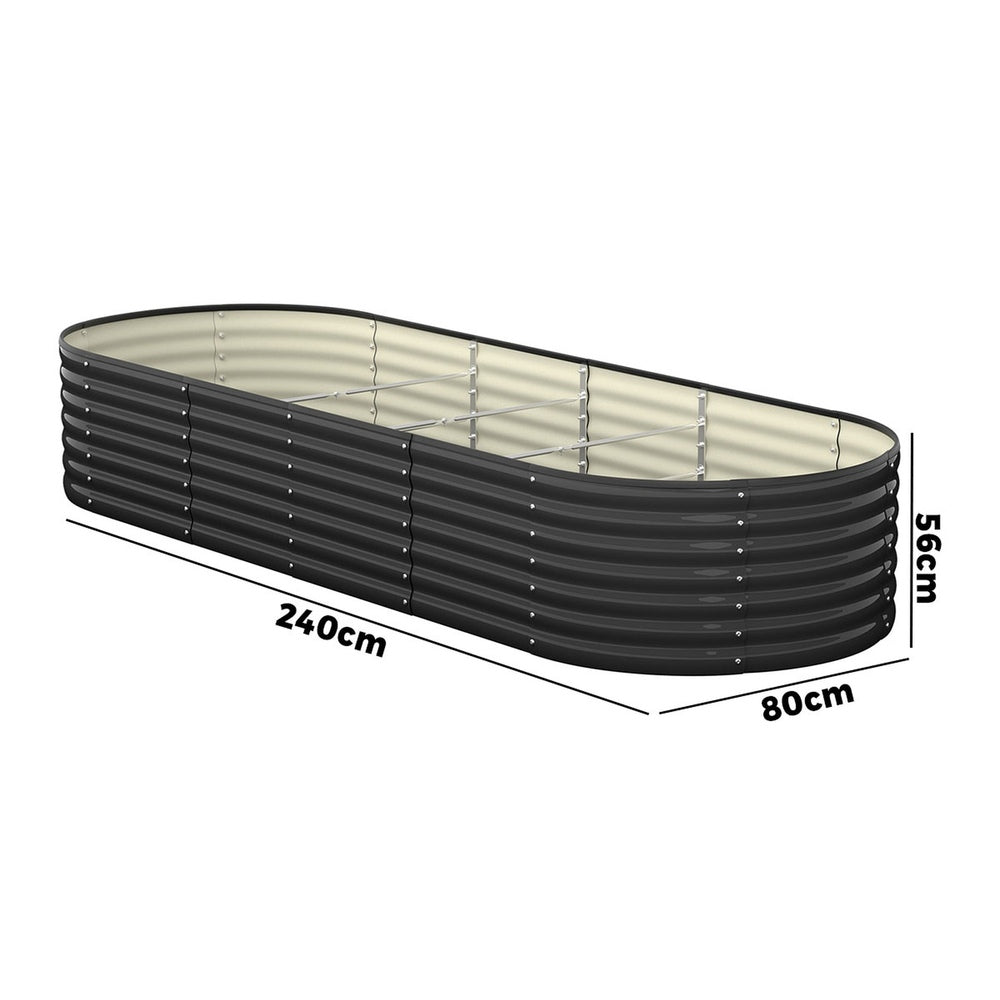 Livsip Raised Garden Bed Oval Galvanised Steel 240X80X56cm