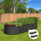 Livsip Raised Garden Bed 240X80X56cm Galvanised Steel 2pcs - Front View