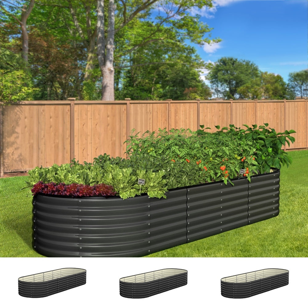 Livsip Raised Garden Bed 240X80X56cm Galvanised Steel 3pcs