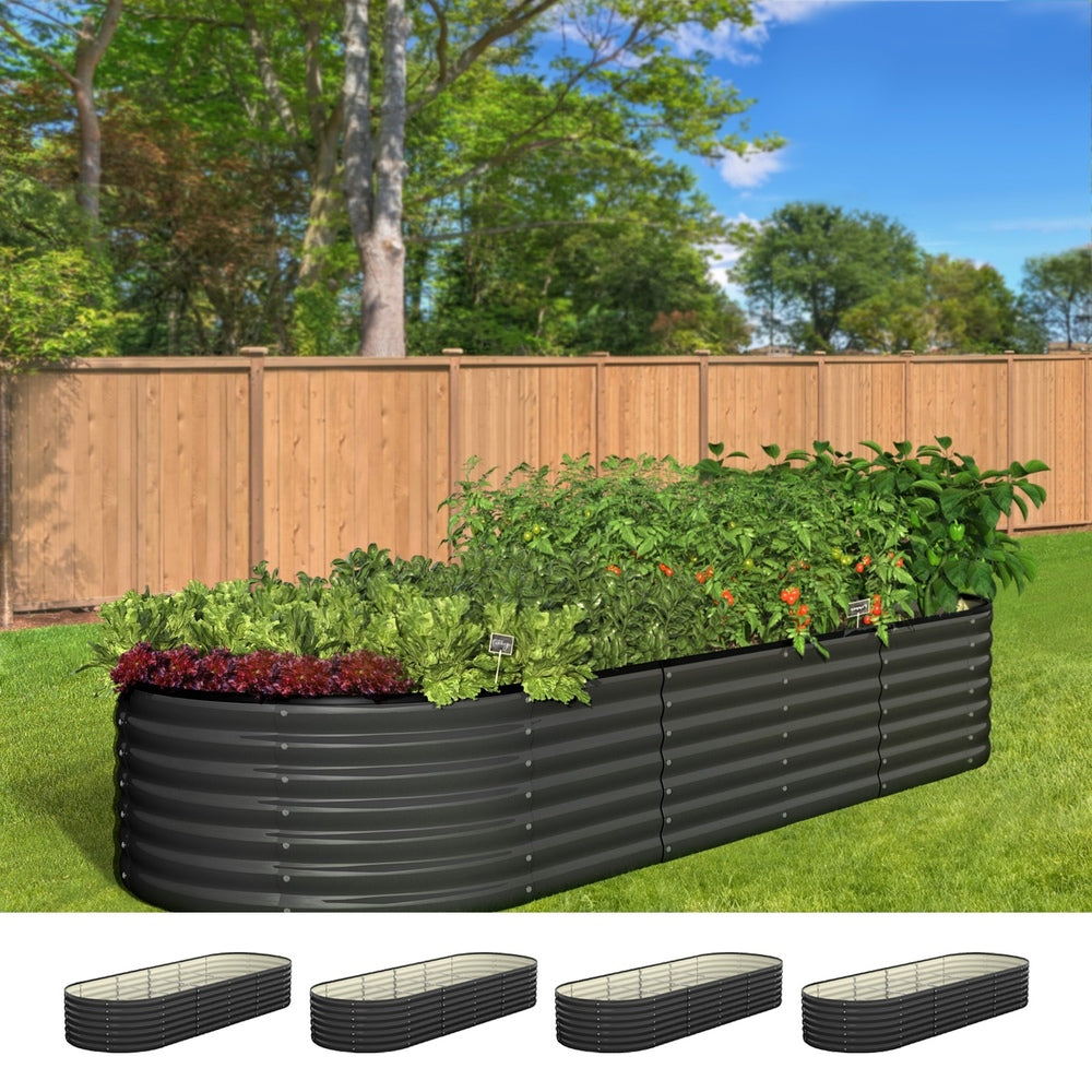 Livsip Raised Garden Bed 240X80X56cm Galvanised Steel 4pcs