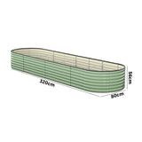 Livsip 2x Garden Bed 320x80x56cm Planter Box Raised Container Galvanised Green - Front View
