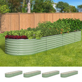 Livsip 4x Garden Bed 320x80x56cm Planter Box Raised Container Galvanised Green - Top-Down View