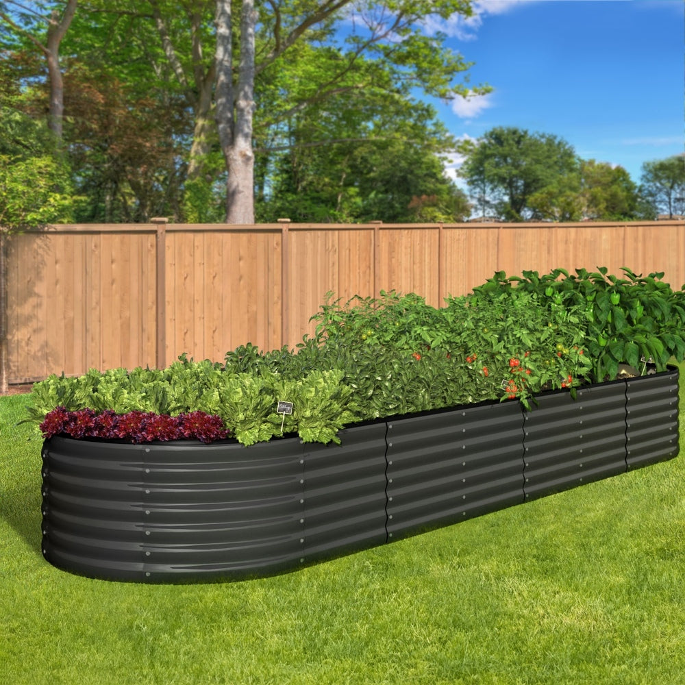 Livsip Raised Garden Bed Oval Galvanised Steel 320X80X56cm