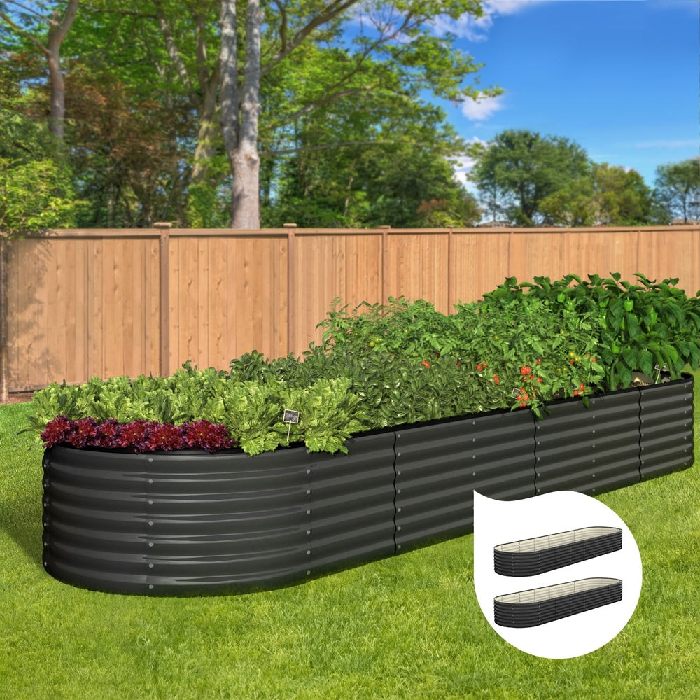 Livsip Raised Garden Bed 320X80X56cm Galvanised Steel 2pcs