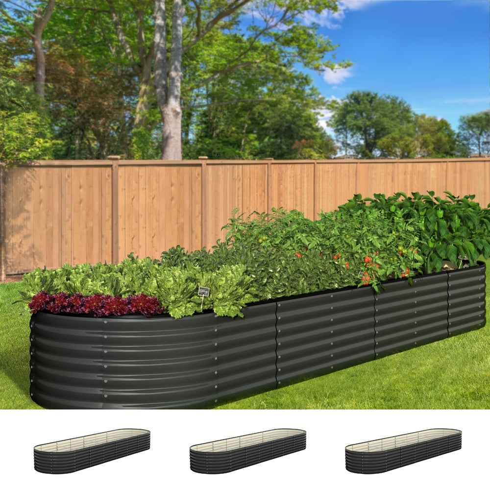 Livsip Raised Garden Bed 320X80X56cm Galvanised Steel 3pcs