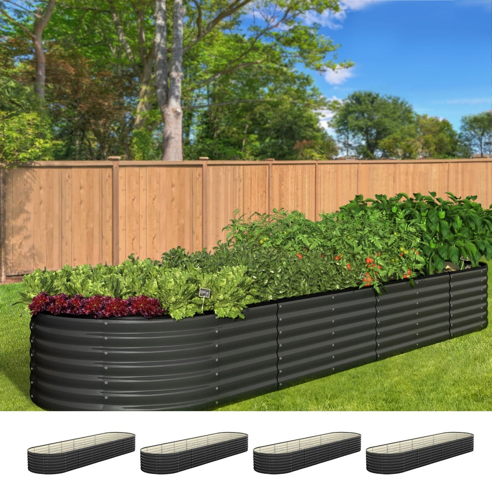 Livsip Raised Garden Bed 320X80X56cm Galvanised Steel 4pcs
