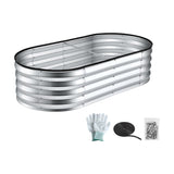 Green Fingers Raised Garden Bed Galvanised Oval Metal Planter Box Large Outdoor 120x60x30cm Silver - Side View