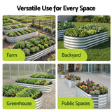 Green Fingers Raised Garden Bed Galvanised Oval Metal Planter Box Large Outdoor 120x60x30cm Silver - Rear View