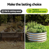 Green Fingers Raised Garden Bed Galvanised Oval Metal Planter Box Large Outdoor 120x60x30cm Silver - Close-Up Angle