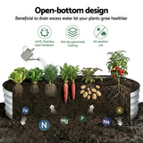 Green Fingers Raised Garden Bed Galvanised Oval Metal Planter Box Large Outdoor 120x60x30cm Silver - Low Angle