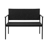 Gardeon Outdoor Garden Bench Seat Rattan Chair Steel Patio Furniture Park Black - Side View