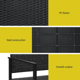 Gardeon Outdoor Garden Bench Seat Rattan Chair Steel Patio Furniture Park Black - 45-Degree Angle