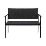 Gardeon Outdoor Garden Bench Seat Rattan Chair Steel Patio Furniture Park Grey - Side View