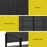 Gardeon Outdoor Garden Bench Seat Rattan Chair Steel Patio Furniture Park Grey - 45-Degree Angle