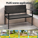 Gardeon Outdoor Garden Bench Seat Rattan Chair Steel Patio Furniture Park Grey - Rear View