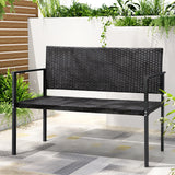 Gardeon Outdoor Garden Bench Seat Rattan Chair Steel Patio Furniture Park Grey - Close-Up Angle