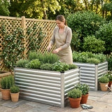Green Fingers Raised Garden Bed 2 in 1 Modular Galvanised Planter Box Rust Resistant 240x80x60cm - 45-Degree Angle