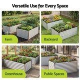 Green Fingers Raised Garden Bed 2 in 1 Modular Galvanised Planter Box Rust Resistant 240x80x60cm - Rear View
