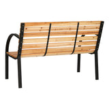 Gardeon Outdoor Garden Bench Seat 120cm Wooden Steel 2 Seater Patio Furniture Natural - Side View