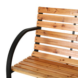 Gardeon Outdoor Garden Bench Seat 120cm Wooden Steel 2 Seater Patio Furniture Natural - Top-Down View