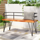 Gardeon Outdoor Garden Bench Seat 122cm Wooden Steel 3 Seater Patio Furniture - 45-Degree Angle