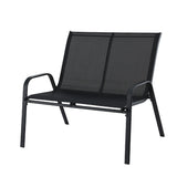 Gardeon Garden Bench Seat Steel Outdoor Patio Park Lounge Backyard Chair Black - Front View