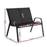 Gardeon Garden Bench Seat Steel Outdoor Patio Park Lounge Backyard Chair Black - Side View